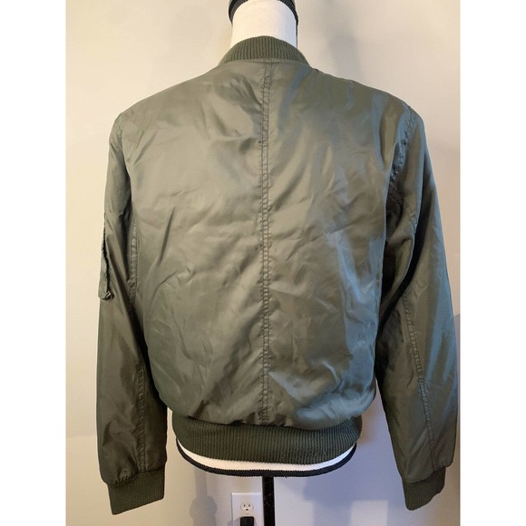 IRIS Los Angeles Womens Army Green Bomber Jacket Size Med Coat Puffer warm - Picture 4 of 6